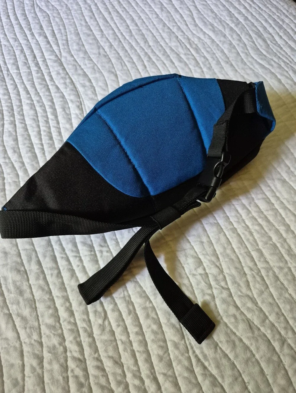 Vintage adidas Blue and Black Waist Bag with Gray Trim
